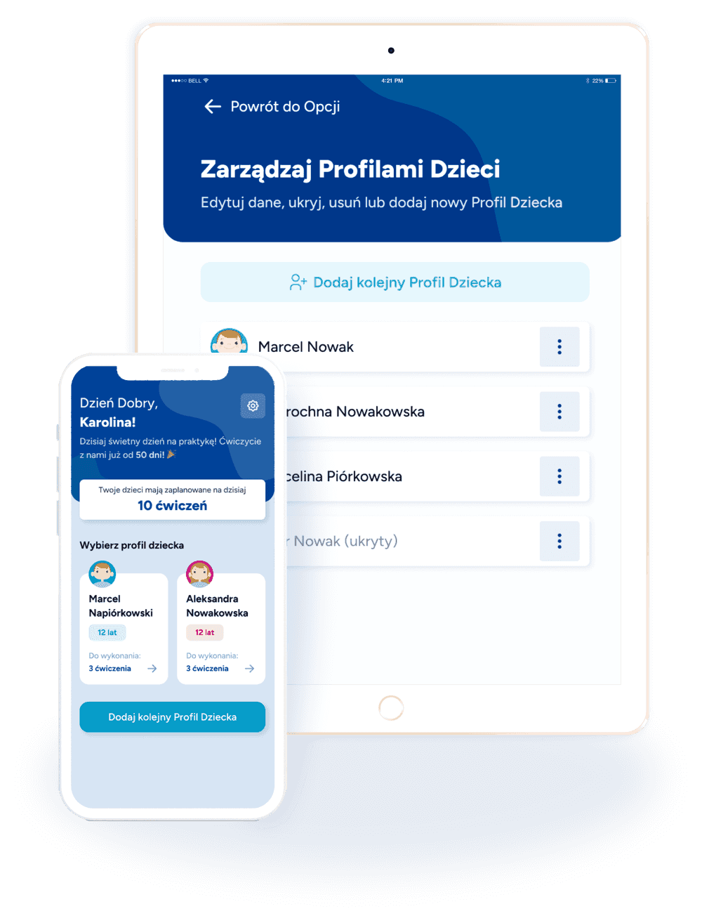 Wygląd aplikacji play.air na telefonie i tablecie